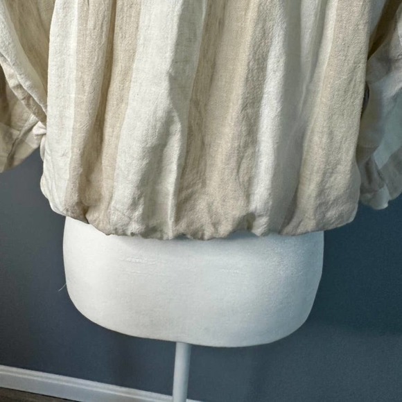 Urban Outfitters BDG Neutral Linen Blend Cropped Tie Front Button Down S - Picture 6 of 8